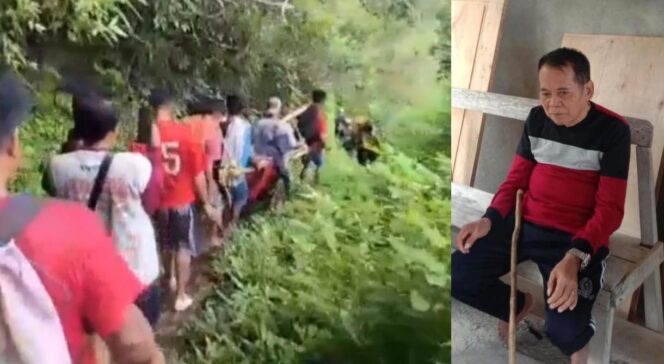 
					Ambe' Siti (kanan), saat mengalami sakit ia ditandu puluhan kilometer dari Kasambi Lembang Simbuang Batutallu ke Pabatan di Kelurahan Sima, pada Minggu (17/5/2026). Foto: Istimewa