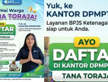 Unit Layanan BPJS Ketenagakerjaan di Kantor Dinas Penanaman Modal dan Pelayanan Terpadu Satu Pintu (DPMPTSP) Kabupaten Tana Toraja. Foto: Istimewa/Vressnews