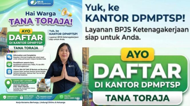 
					Unit Layanan BPJS Ketenagakerjaan di Kantor Dinas Penanaman Modal dan Pelayanan Terpadu Satu Pintu (DPMPTSP) Kabupaten Tana Toraja. Foto: Istimewa/Vressnews