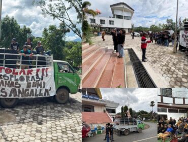 Massa aksi demo tolak proyek geothermal di Sangalla'. Foto: Istimewa