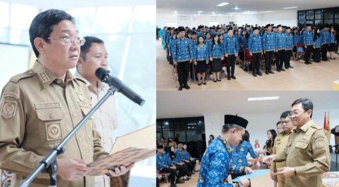 
					Pelantikan dan Pengambilan Sumpah/Janji 175 Pegawai Negeri Sipil (PNS) oleh Bupati Toraja Utara, Frederik Victor Palembang. Foto: Istimewa