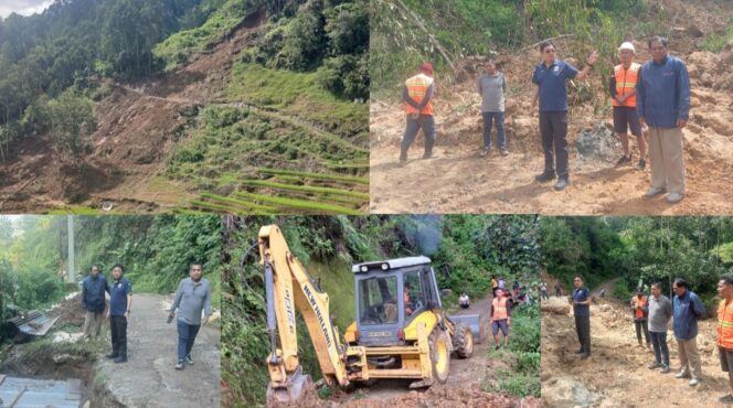 
					Bupati Toraja Utara Frederik Victor Palimbong kunjungi dan melakukan penanganan di sejumlah titik lokasi longsor yang ada di Kecamatan Denpina, pada Sabtu (30/5/2026). Foto: Istimewa