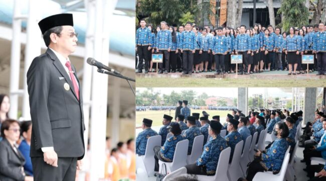 Bupati Toraja Utara Frederik Victor Palimbong pimpin upacara Peringatan Hari Lahir Pancasila 2026 pada Senin (1/6/2026). Foto: Istimewa