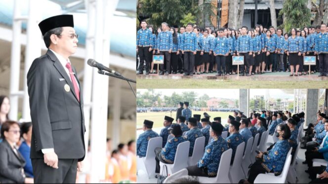 
					Bupati Toraja Utara Frederik Victor Palimbong pimpin upacara Peringatan Hari Lahir Pancasila 2026 pada Senin (1/6/2026). Foto: Istimewa