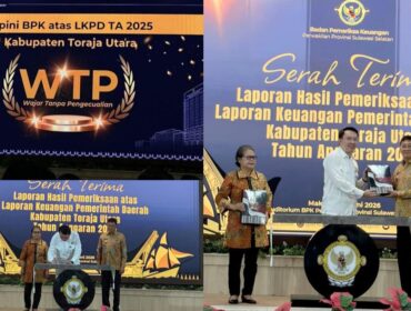 Pemerintah Kabupaten Toraja Utara kembali meraih Opini WTP dari BPK RI pada Selasa (2/6/2026). Foto: Istimewa