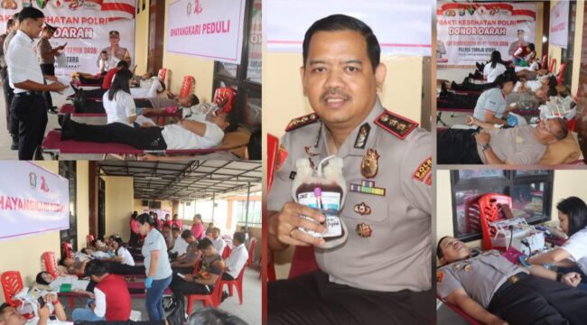 Polres Toraja Utara gelar bakti kesehatan donor darah rangkaian menyambut HUT Bhayangkara Ke-80, Senin (15/6/2026). Foto: Istimewa