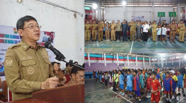 Olimpiade Olahraga Siswa Nasional (O2SN) Jenjang Sekolah Dasar (SD) Tingkat Kabupaten Toraja Utara dibuka secara resmi oleh Bupati Frederik Victor Palimbong. Foto: Istimewa