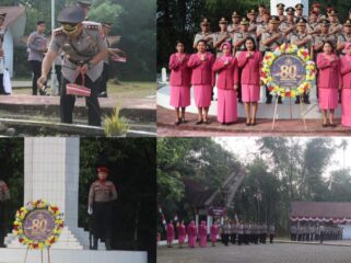 Polres Toraja Utara gelar Upacara Ziarah Rombongan dan Tabur Bunga di Taman Makam Pahlawan (TMP) Buntu Lepong. Foto: Istimewa