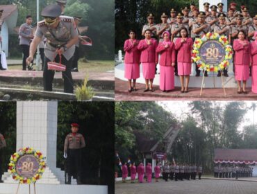 Polres Toraja Utara gelar Upacara Ziarah Rombongan dan Tabur Bunga di Taman Makam Pahlawan (TMP) Buntu Lepong. Foto: Istimewa