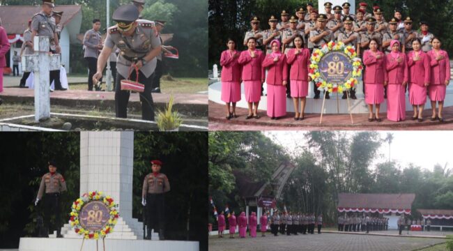 Polres Toraja Utara gelar Upacara Ziarah Rombongan dan Tabur Bunga di Taman Makam Pahlawan (TMP) Buntu Lepong. Foto: Istimewa