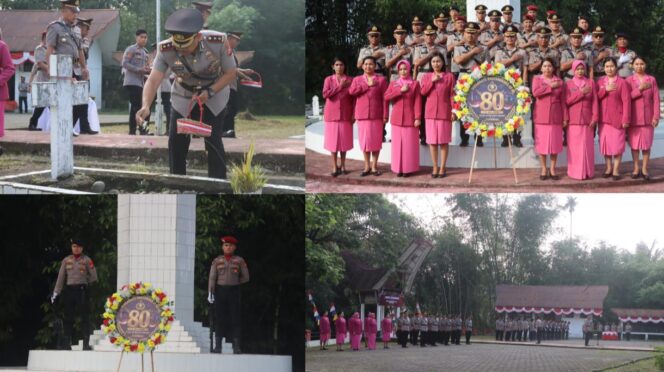 
					Polres Toraja Utara gelar Upacara Ziarah Rombongan dan Tabur Bunga di Taman Makam Pahlawan (TMP) Buntu Lepong. Foto: Istimewa