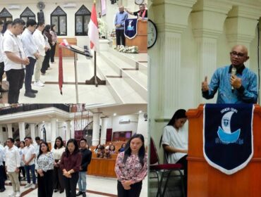 Ketua Umum PNPS GMKI William Sabandar melantik dan mengukuhkan 6 kepengurusan PCPS GMKI di Sulawesi Utara, pada Sabtu (25/7/2026). Foto: Istimewa