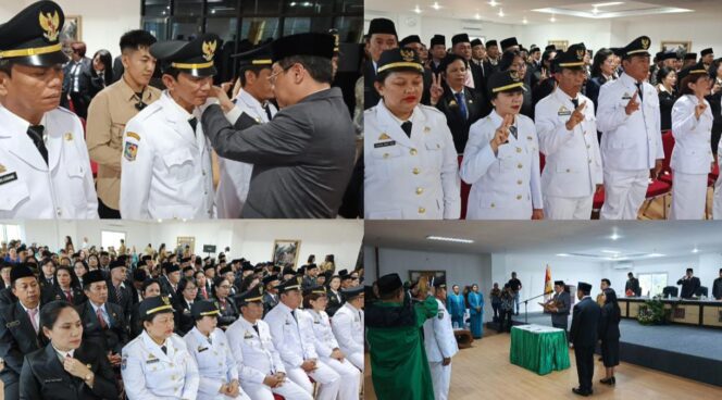 
					Bupati Toraja Utara Frederik Victor Palimbong lantik 11 Camat, pada Senin (27/7/2026). Foto: Istimewa