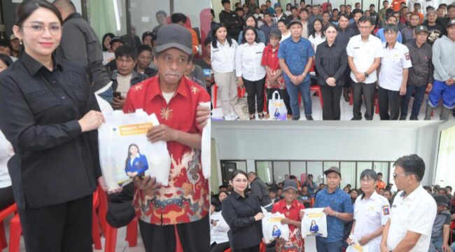 Anggota DPR RI Eva Stevany Rataba serahkan bantuan sembako kepada petugas kebersihan di Tana Toraja. Foto: Istimewa