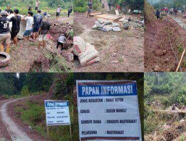 Warga Nanna' Swadaya Cor Jalan dan Bangun Jembatan. Foto: Istimewa