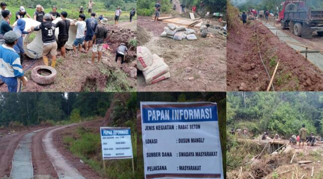 Warga Nanna' Swadaya Cor Jalan dan Bangun Jembatan. Foto: Istimewa