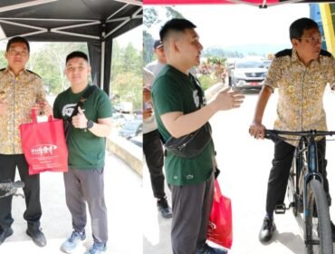 Bupati Toraja Utara Frederik Victor Palimbong saat mencoba Sepeda Listrik E-Bike Polygon. Foto: Istimewa