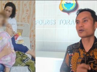 Fensensius Tolayuk (Kanan) Kuasa Hukum Korban MS (Kiri), saat mendatangi Polres Toraja Utara pada Senin (28/9/2026). Foto: Istimewa