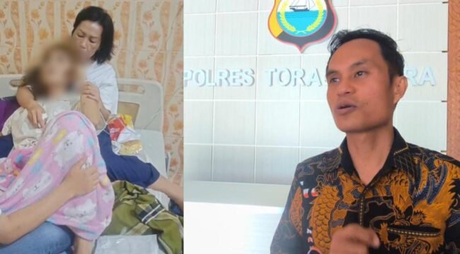 Fensensius Tolayuk (Kanan) Kuasa Hukum Korban MS (Kiri), saat mendatangi Polres Toraja Utara pada Senin (28/9/2026). Foto: Istimewa