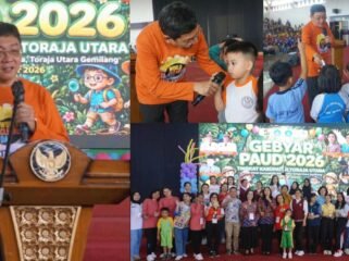 Frederik Victor Palimbong Bupati Toraja Utara Membuka Gebyar Paud 2026. Foto: Istimewa