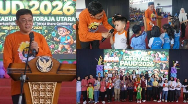 Frederik Victor Palimbong Bupati Toraja Utara Membuka Gebyar Paud 2026. Foto: Istimewa