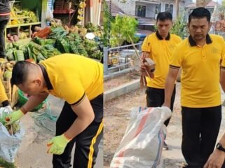 Kapolres Toraja Utara, AKBP Yoseph Adi R. Sudrajat pimpin aksi Green Policing di Pasar Pagi Rantepao. Foto: Istimewa