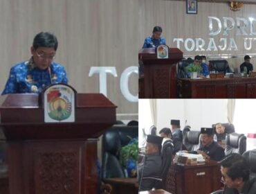 Bupati Toraja Utara Frederik Victor Palimbong saat Rapat Paripurna di DPRD. Foto: Istimewa