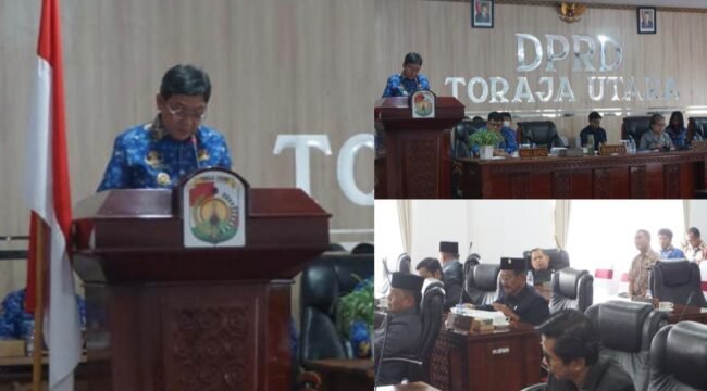 Bupati Toraja Utara Frederik Victor Palimbong saat Rapat Paripurna di DPRD. Foto: Istimewa
